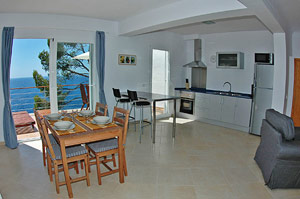 Dining area and kitchen of Apartment Mistral.